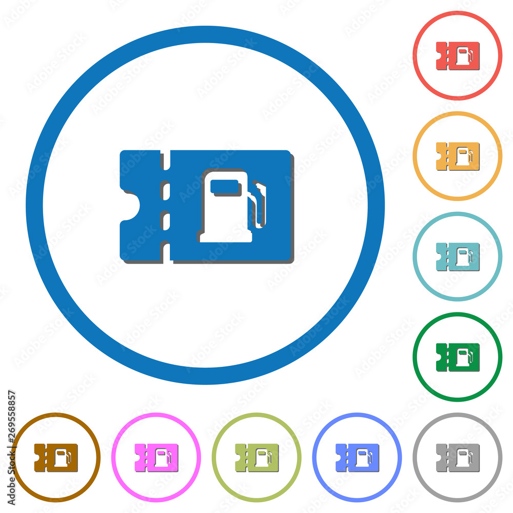 Fueling discount coupon icons with shadows and outlines Fueling discount coupon icons with shadows and outlines