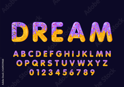 Donut cartoon dream biscuit bold font style