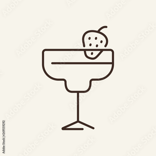 Strawberry daiquiri line icon. Cocktail, berry, margarita. Bar concept. Vector illustration can be used for topics like party, liquor, alcoholic beverage