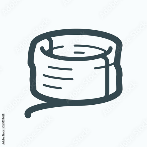 Coaxial cable isolated icon, hank of cable linear vector icon