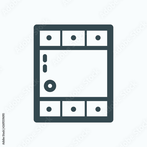 Timer relay isolated icon, electric timer relay linear vector icon