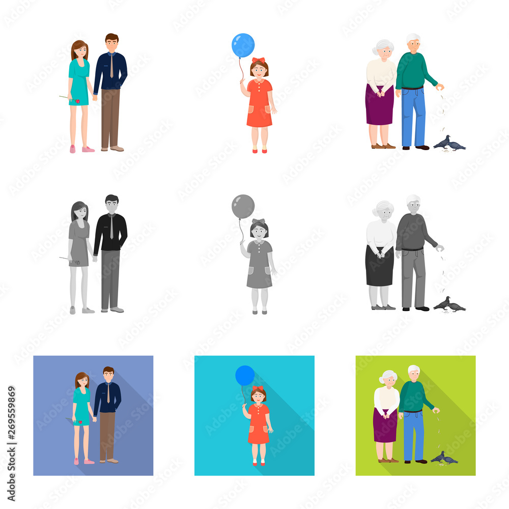 Vector design of character and avatar  sign. Collection of character and portrait stock symbol for web.