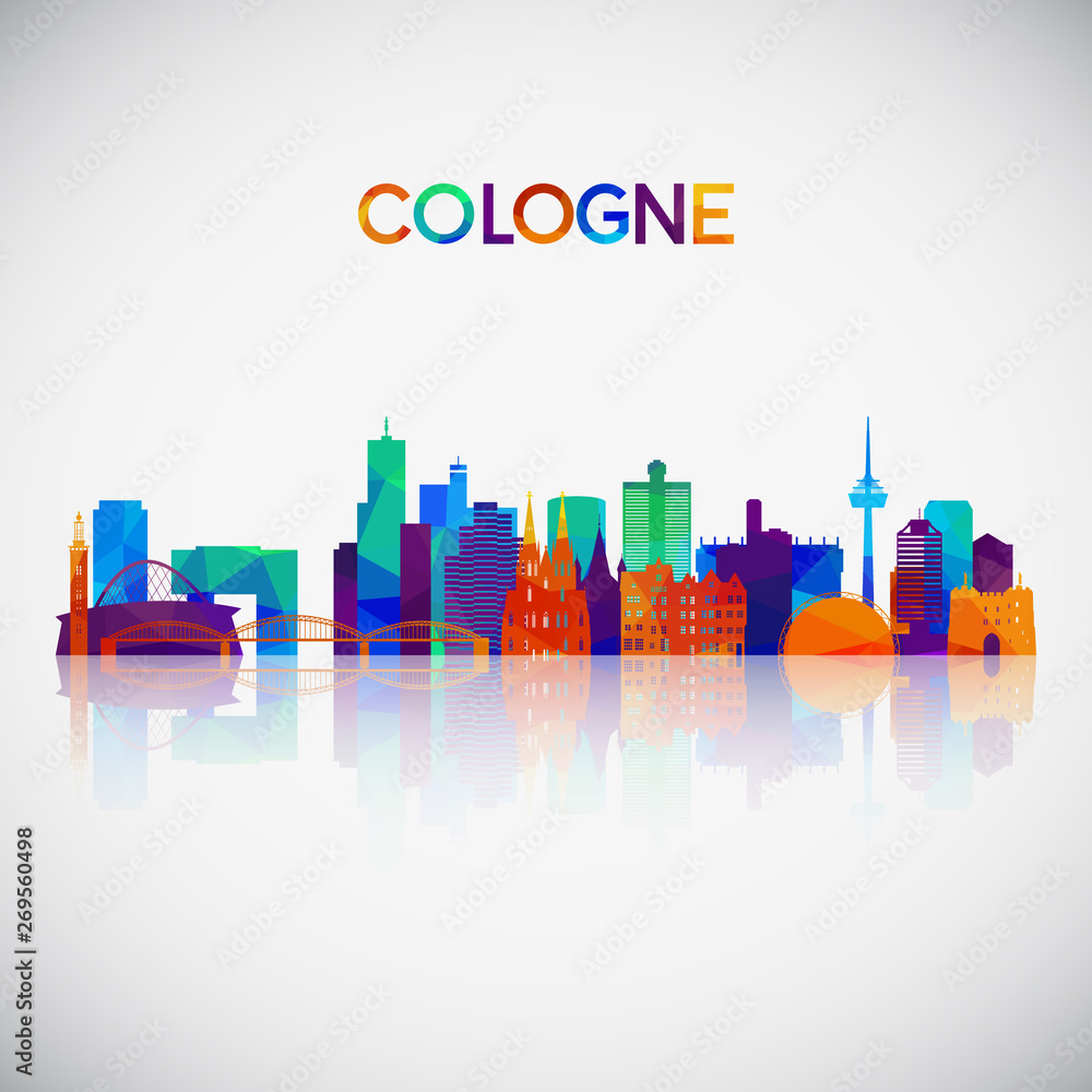 Cologne skyline silhouette in colorful geometric style. Symbol for your design. Vector illustration.