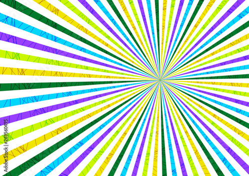 Striped abstract background  bright colored rays emanating from the center.
