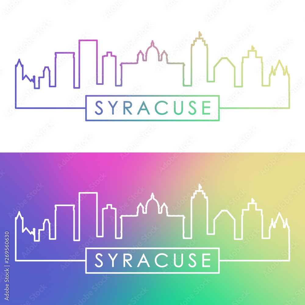 Fototapeta premium Syracuse city skyline. Colorful linear style. Editable vector file.