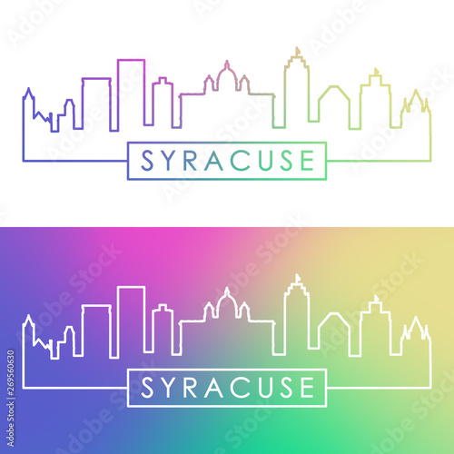 Syracuse city skyline. Colorful linear style. Editable vector file. © greens87