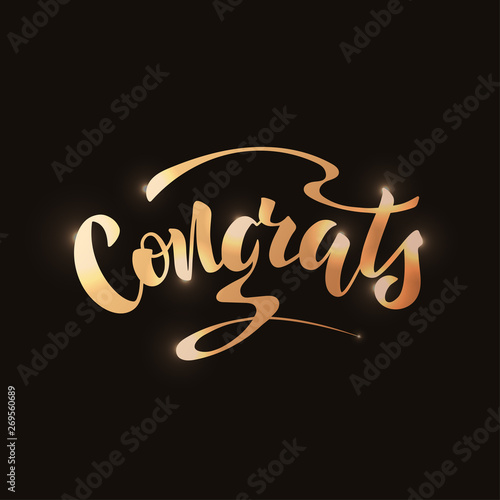 Vector illustration with handwritten phrase - Congrats. Lettering.