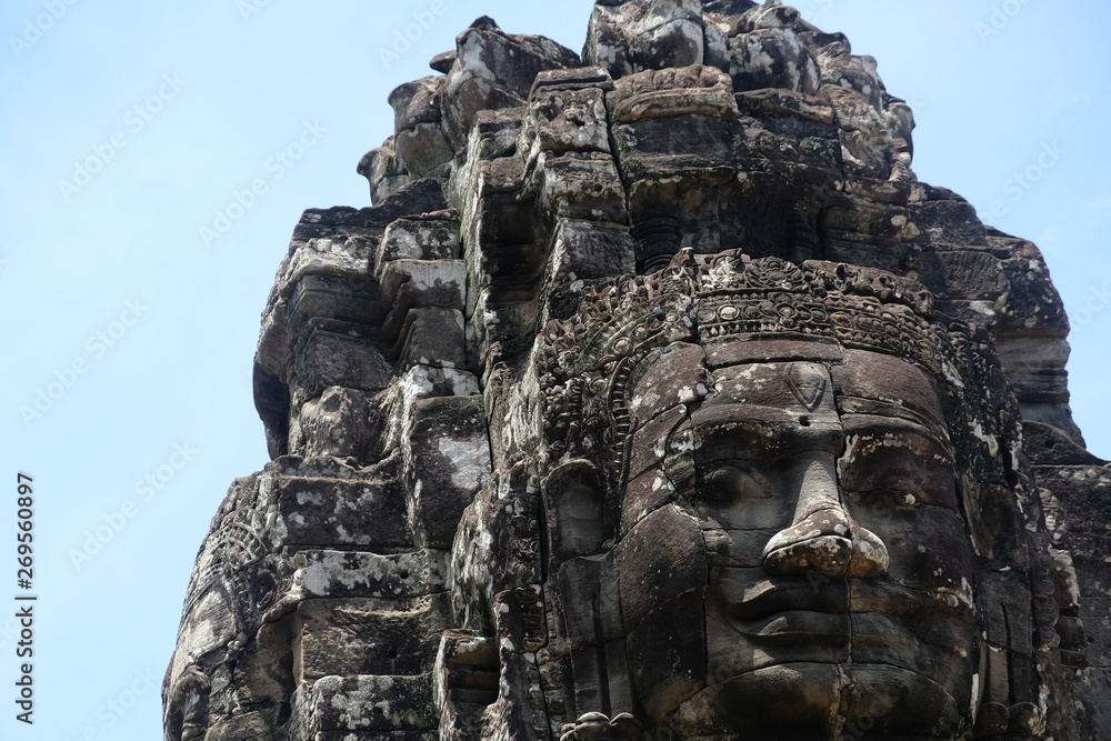 Les visages du temps de Bayon à Angkor, Cambodge