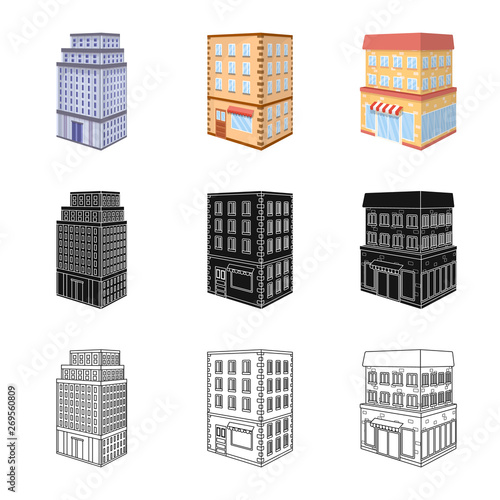 Isolated object of construction and building icon. Set of construction and estate stock vector illustration.