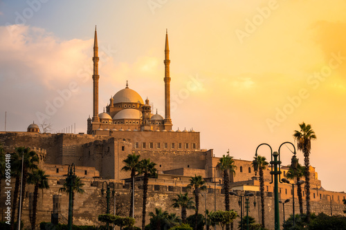 The Mosque of Muhammad Ali in Cairo Egypt at sunset