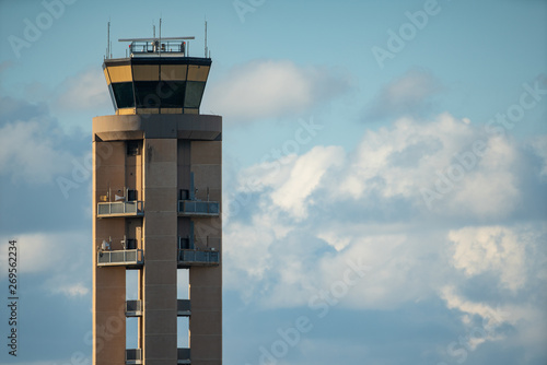 Concrete airport tower 500mm lens shot photo