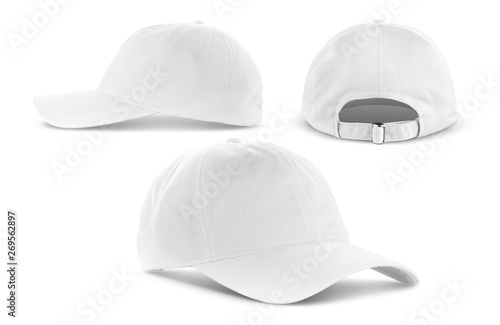 Фотография white canvas fabric cap isolated on white background