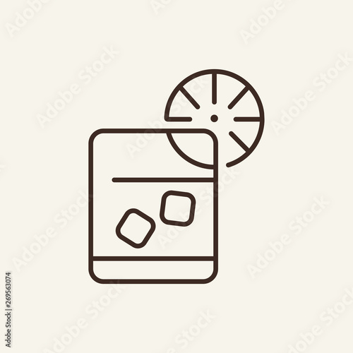 Gin and tonic line icon. Ice cube, glass, lime. Bar concept. Vector illustration can be used for topics like aperitif, party, liquor