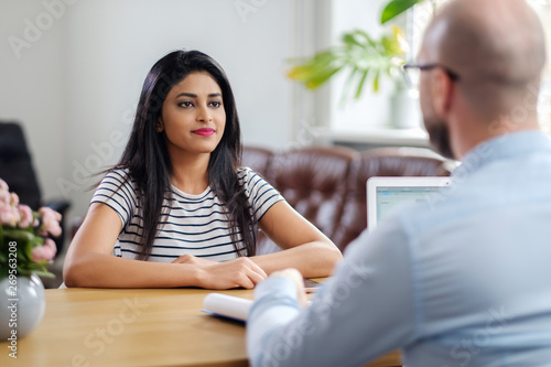 Indian girl attending job interview