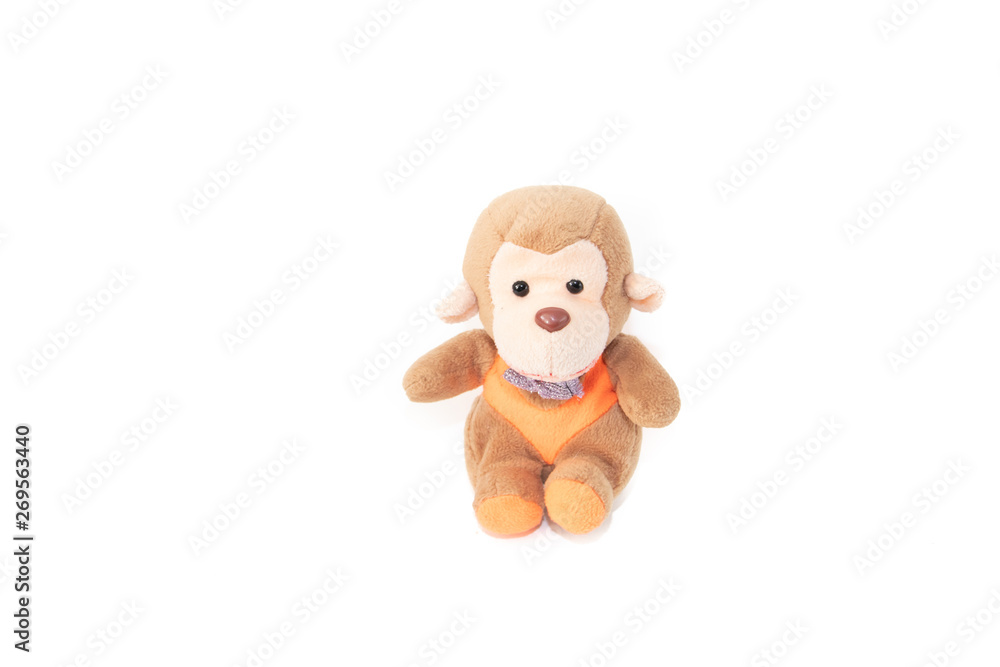Soft toy monkey isolated on white background. Kids toys. Soft toy monkey isolated on white background. Kids toys.