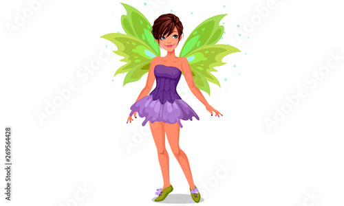 Little fairy with green wings