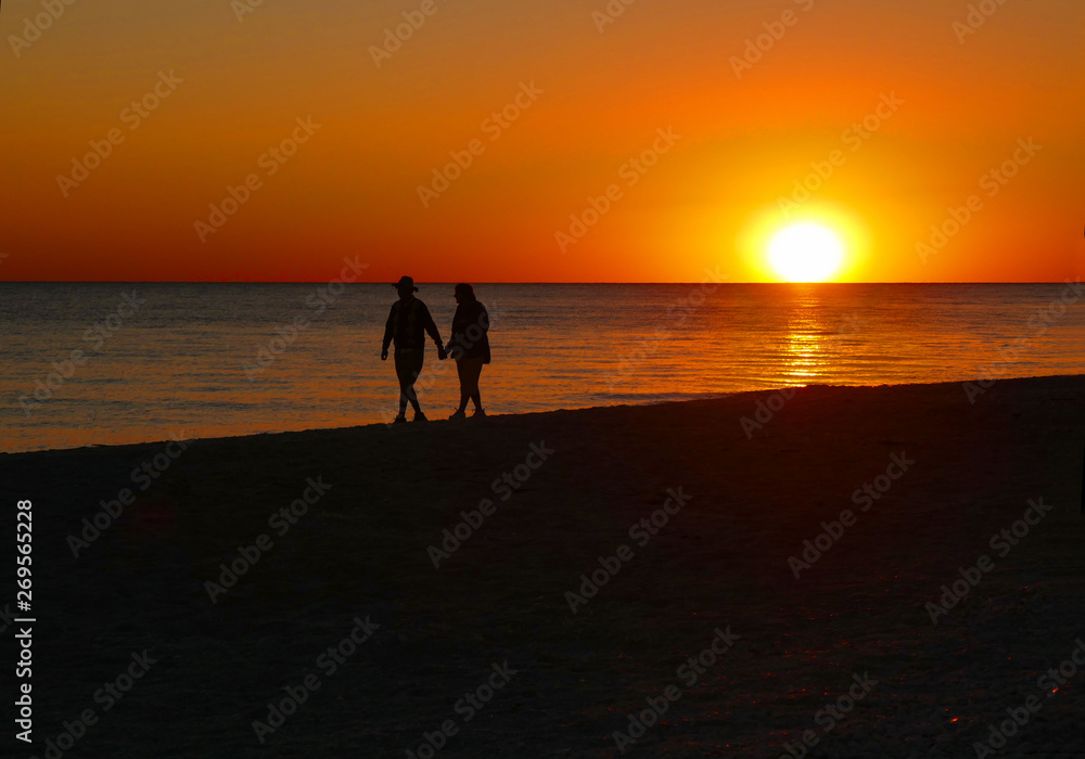 Beach walk at sunset in Florida