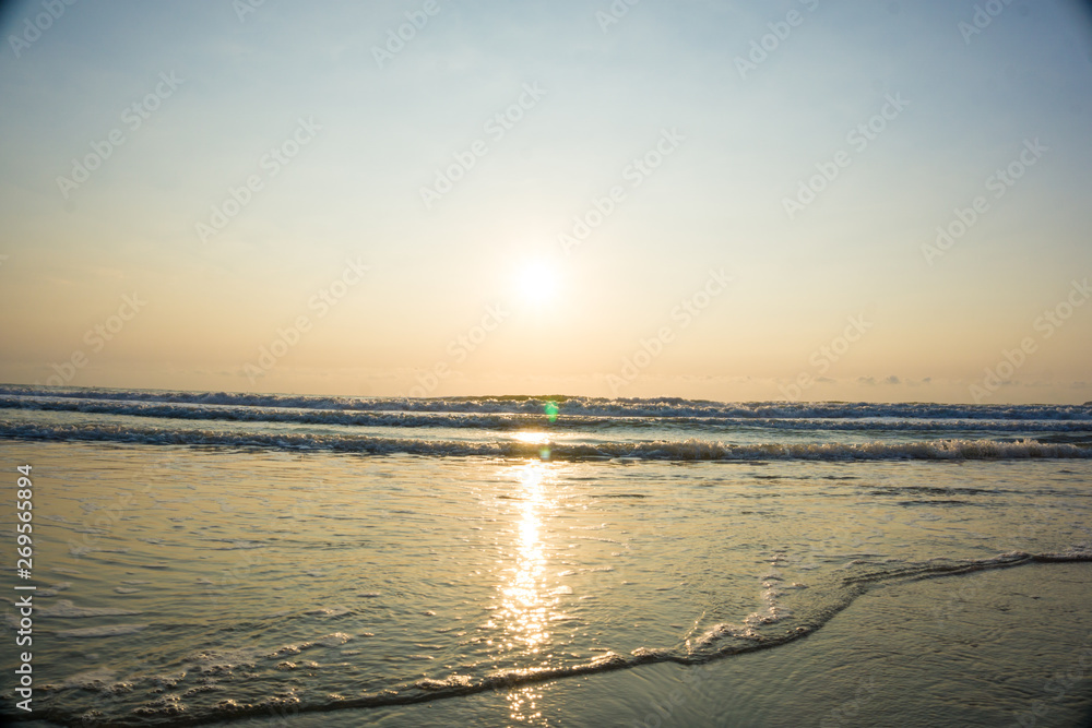 Sunrise sea wave beach morning seascape