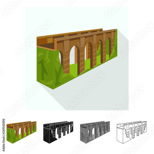 Vector design of bridge and relocation symbol. Set of bridge and column stock symbol for web.