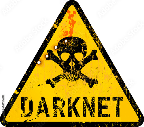 dark net, cyber crime warning sign,grungy style, vector illustration, ficitonal artwork