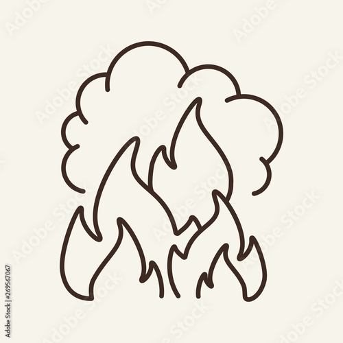 Wildfire line icon. Smoke, fire, inferno. Danger concept. Can be used for topics like disaster, deforestation, destruction
