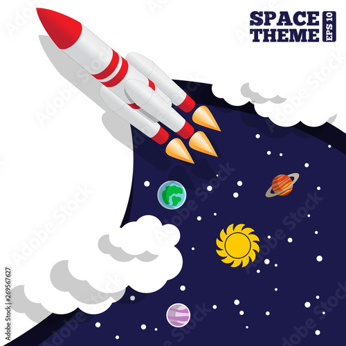 A rocket in space. Vector illustration.