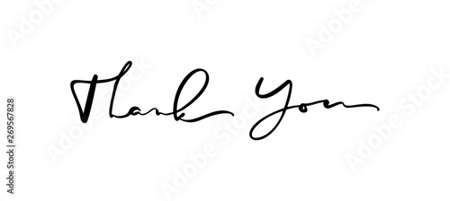 Calligraphy lettering Vector text Thank you. Isolated on white background. Hand drawn vintage illustration for wedding, greeting card, tag