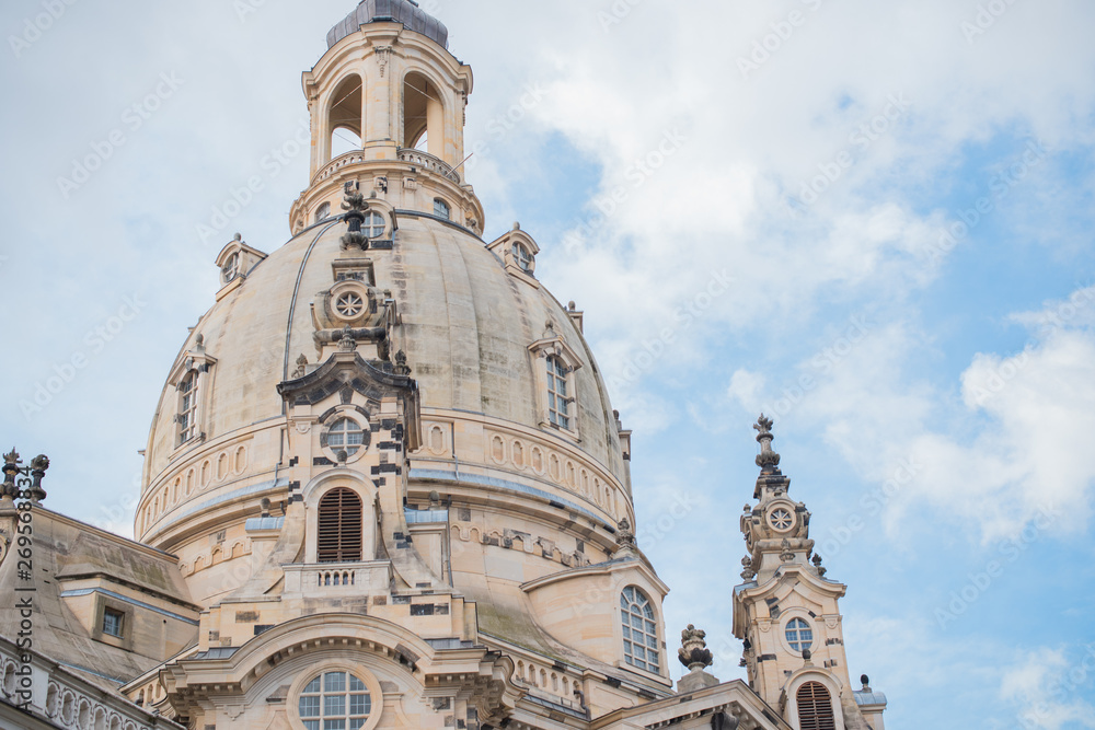 Fototapeta premium Dresden , Germany - MAY 4, 2019. Tourism concept. Beautiful view of city streets, centre of city. Vacation in Dresden 