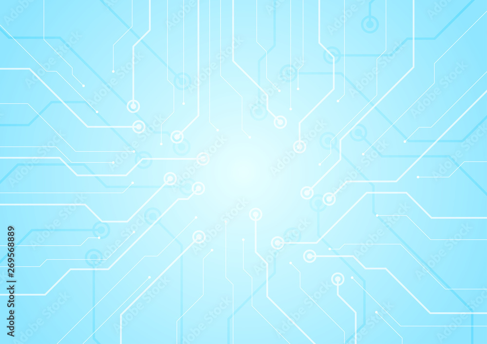 Obraz premium Light blue circuit board chip technology background