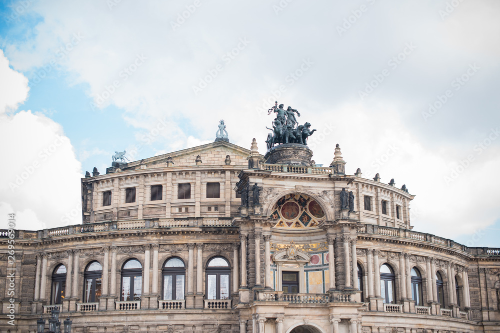 Dresden , Germany - MAY 4, 2019. Tourism concept. Beautiful  view of city streets, centre of city. Vacation in  Dresden 