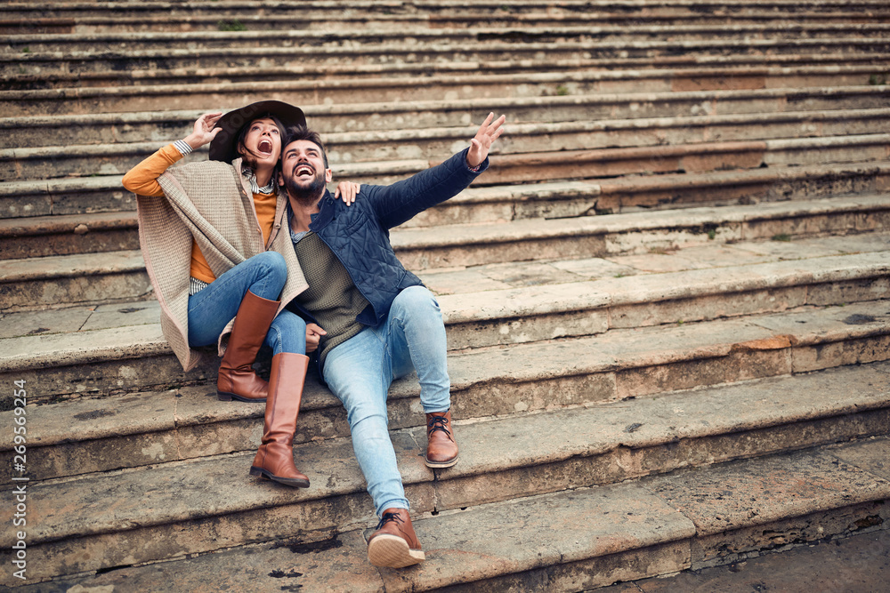 couple of lovers having fun while enjoying in vacation.