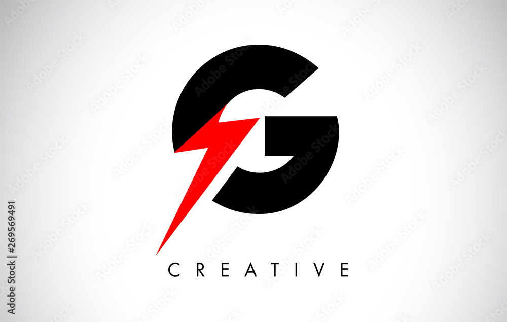 G Letter Logo Design With Lighting Thunder Bolt. Electric Bolt Letter Logo G Letter Logo Design With Lighting Thunder Bolt. Electric Bolt Letter Logo