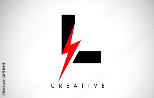 L Letter Logo Design With Lighting Thunder Bolt. Electric Bolt Letter Logo