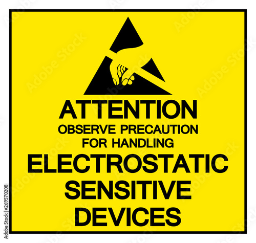 Attention Observe Precaution For Handling Electrostatic Sensitive Device Symbol Sign, Vector Illustration, Isolated On White Background Label .EPS10