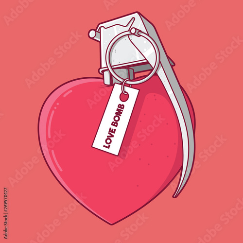 Love grenade vector illustration. Love, valentine, gift, weapon, relation design concept
