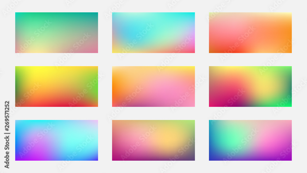Abstract colorful gradient. A set of complex colorful blurred gradients. Vector illustration.
