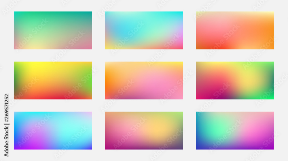 Naklejka premium Abstract colorful gradient. A set of complex colorful blurred gradients. Vector illustration.