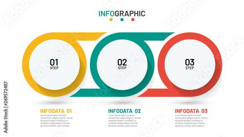 Timeline infographic design template. Business concept with 3 options, steps, circles. Can be used for workflow layout, diagram, annual report, poster.