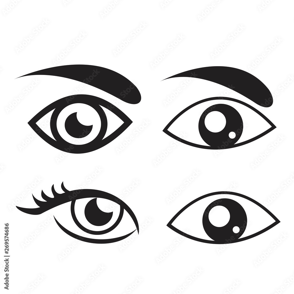 Eyes and eye icon set vector collection. Eyes and eye icon set vector collection.