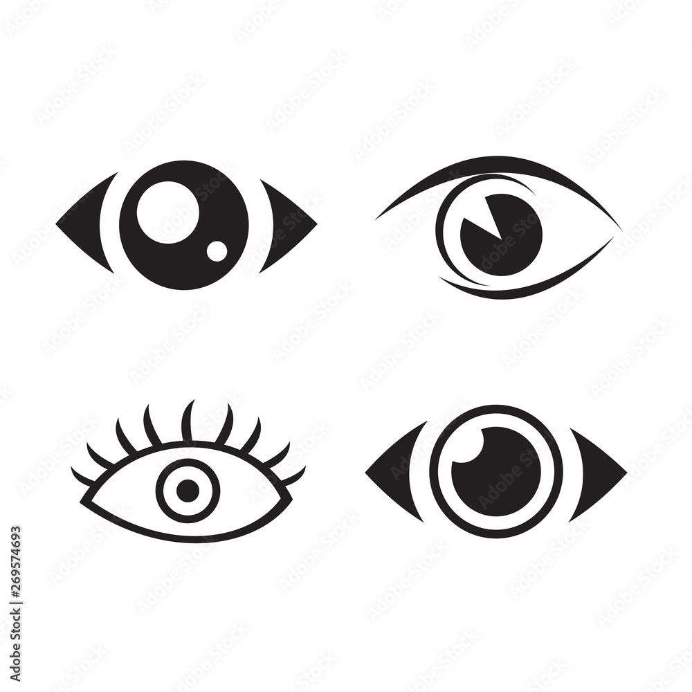Eyes and eye icon set vector collection.