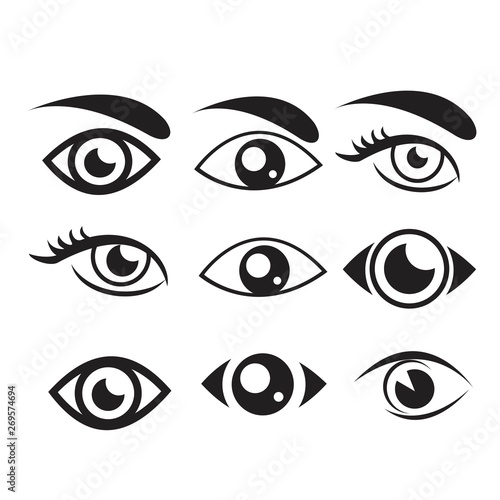 Eyes and eye icon set vector collection.