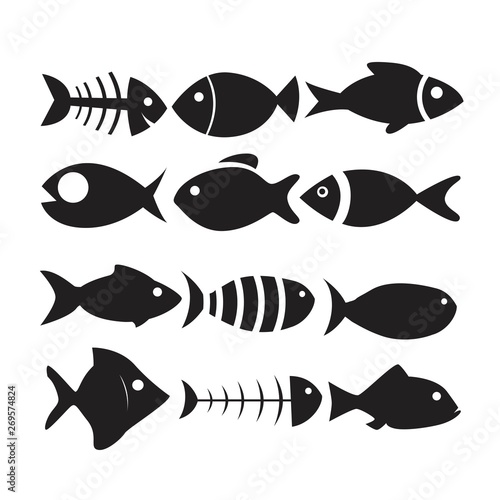 fish icon set isolated on white background