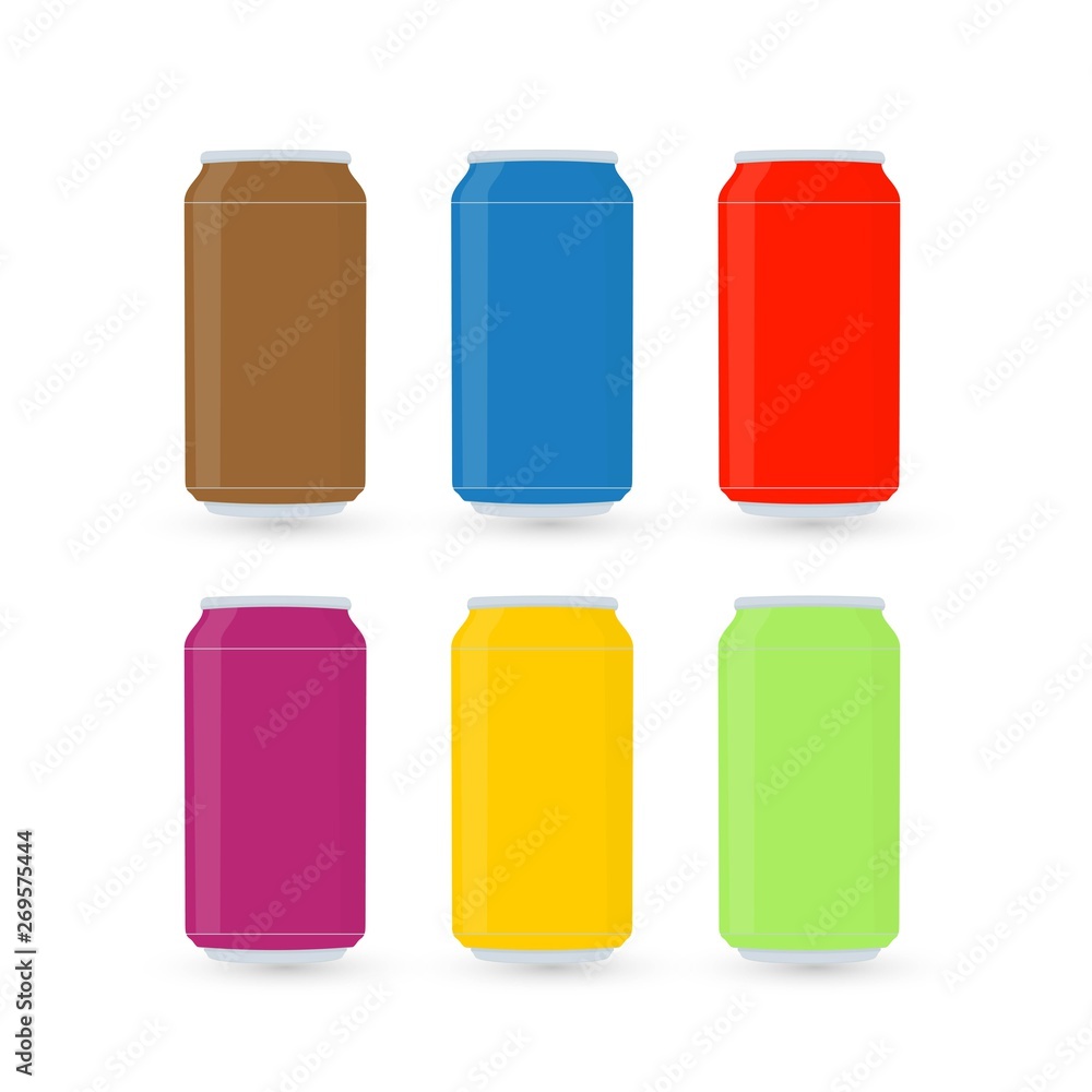 Set Color Aluminum Cans Template Set Color Aluminum Cans Template