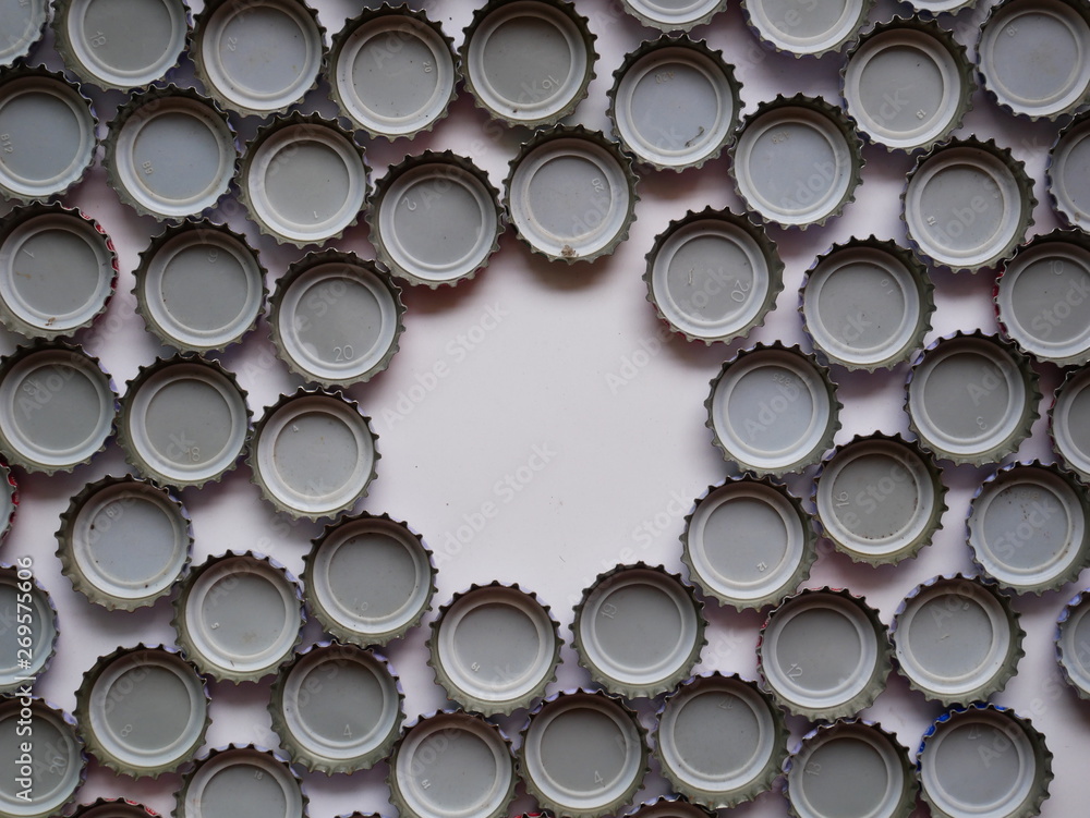 beer caps on white background beer caps on white background