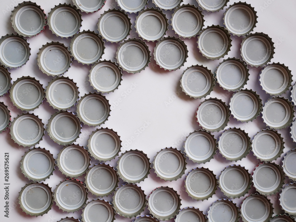 beer caps on white background beer caps on white background