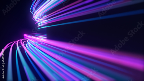 Abstract neon light streaks lines motion background