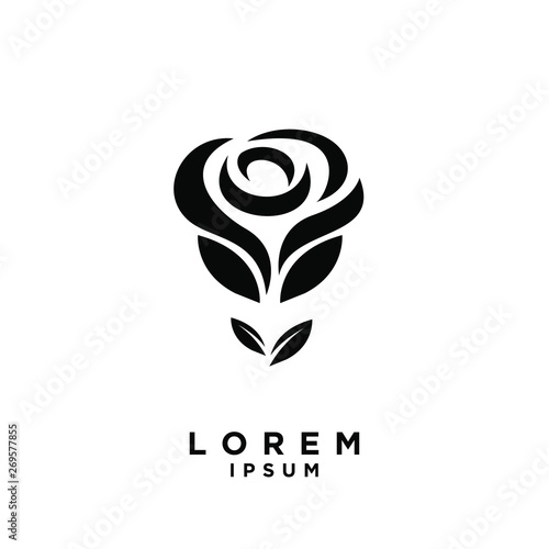 rose flower logo icon design vector illustration