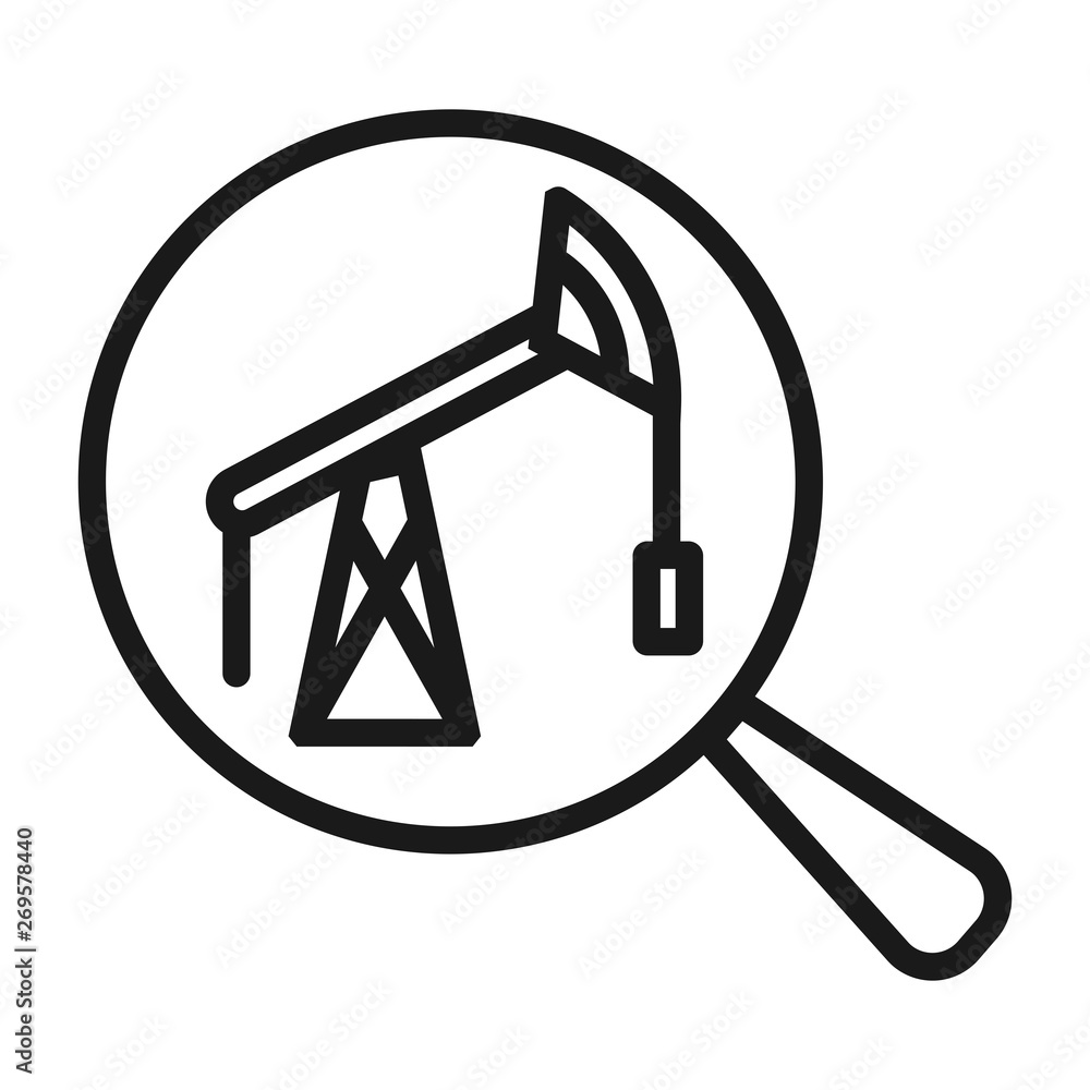 oil derrick search - minimal line web icon. simple vector illustration. concept for infographic, website or app. oil derrick search - minimal line web icon. simple vector illustration. concept for infographic, website or app.
