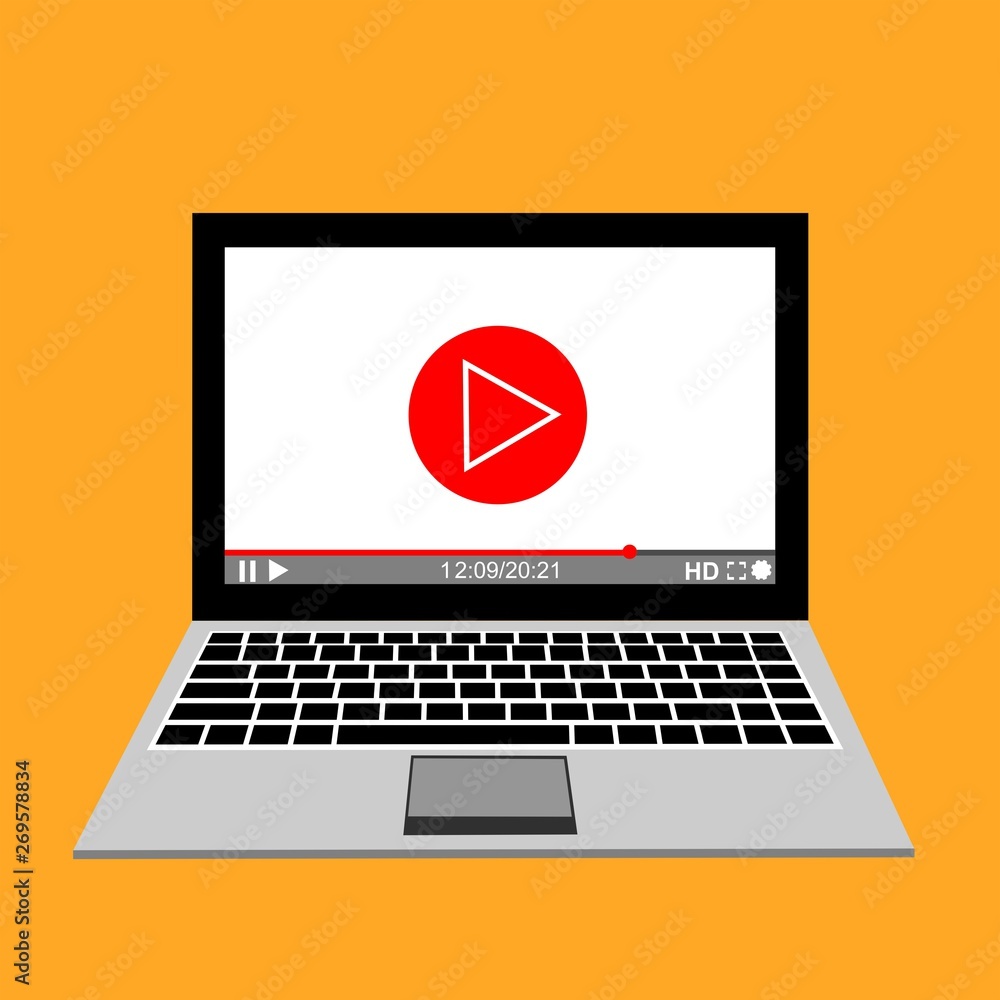 Modern video player design template for web and mobile apps flat style. Vector illustration Modern video player design template for web and mobile apps flat style. Vector illustration