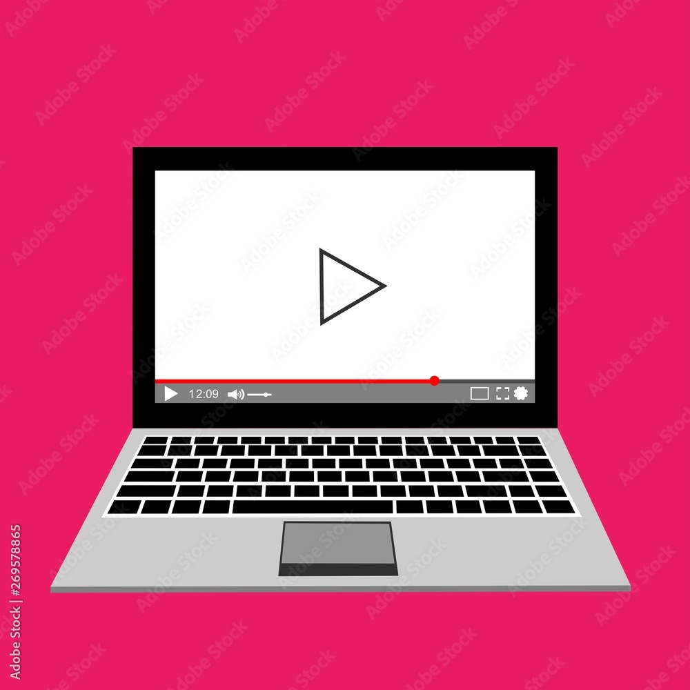 Modern video player design template for web and mobile apps flat style. Vector illustration Modern video player design template for web and mobile apps flat style. Vector illustration